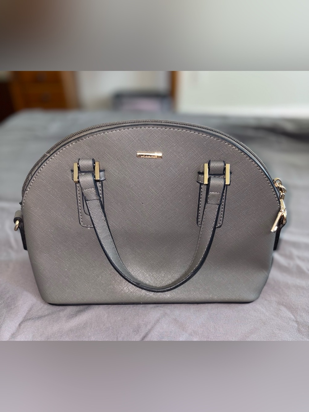 Classic Dome Satchel Handbag in Dark Gray